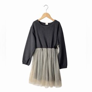 Stem Balletcore Gray & Black Dress. NWT. Sweatshirt & Tulle bottom. Size 7